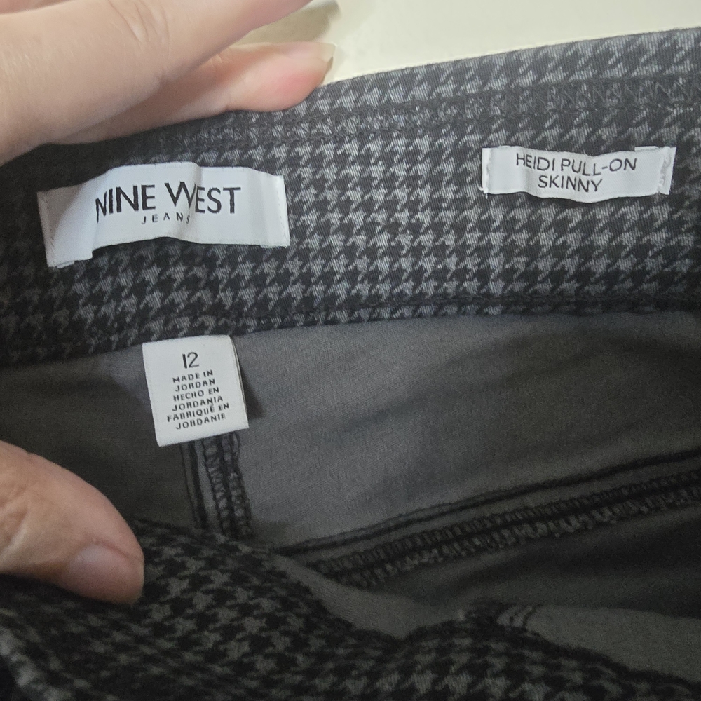 Nine West Houndstooth Slim Ankle Office Business Casual Workwear Pants Size 12 - Picture 2 of 3